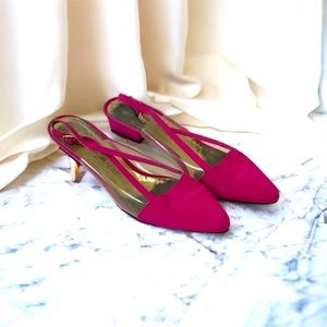 YSL Yves Saint Laurent Pink Fuchsia  Authentic Vintage Kitten Heels SIZE 6.5